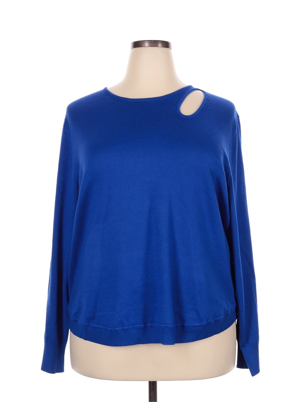 Cable & Gauge Royal Blue Crewneck Sweater with Shoulder Cutout